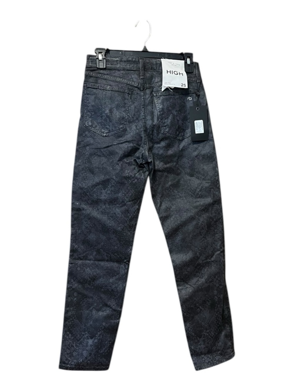 Rag & Bone Nina High Rise Snake Print Coated Jeans Ankle Cigarette Sz 25 - Picture 4 of 7